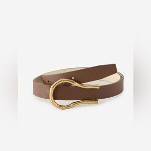 J McLaughlin reversible Leather Belt with Gold bamboo style buckle